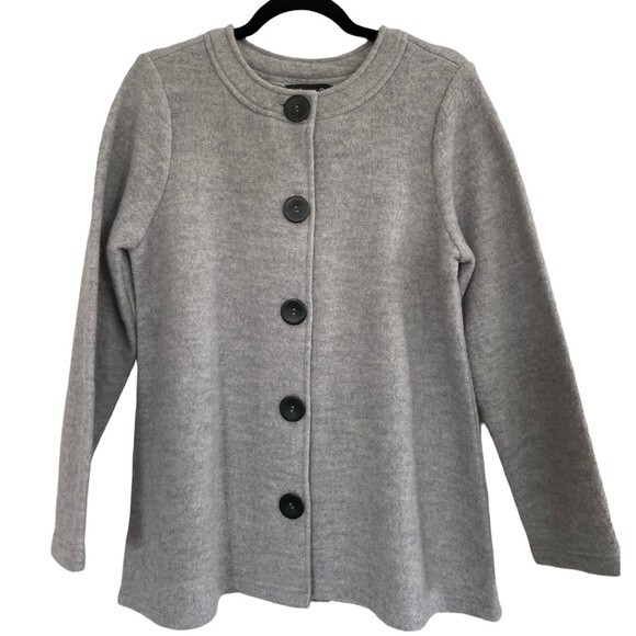 NWT Vintage Monterey Bay Gray Wool Button Front Cardigan Jacket Size Small - Picture 1 of 6